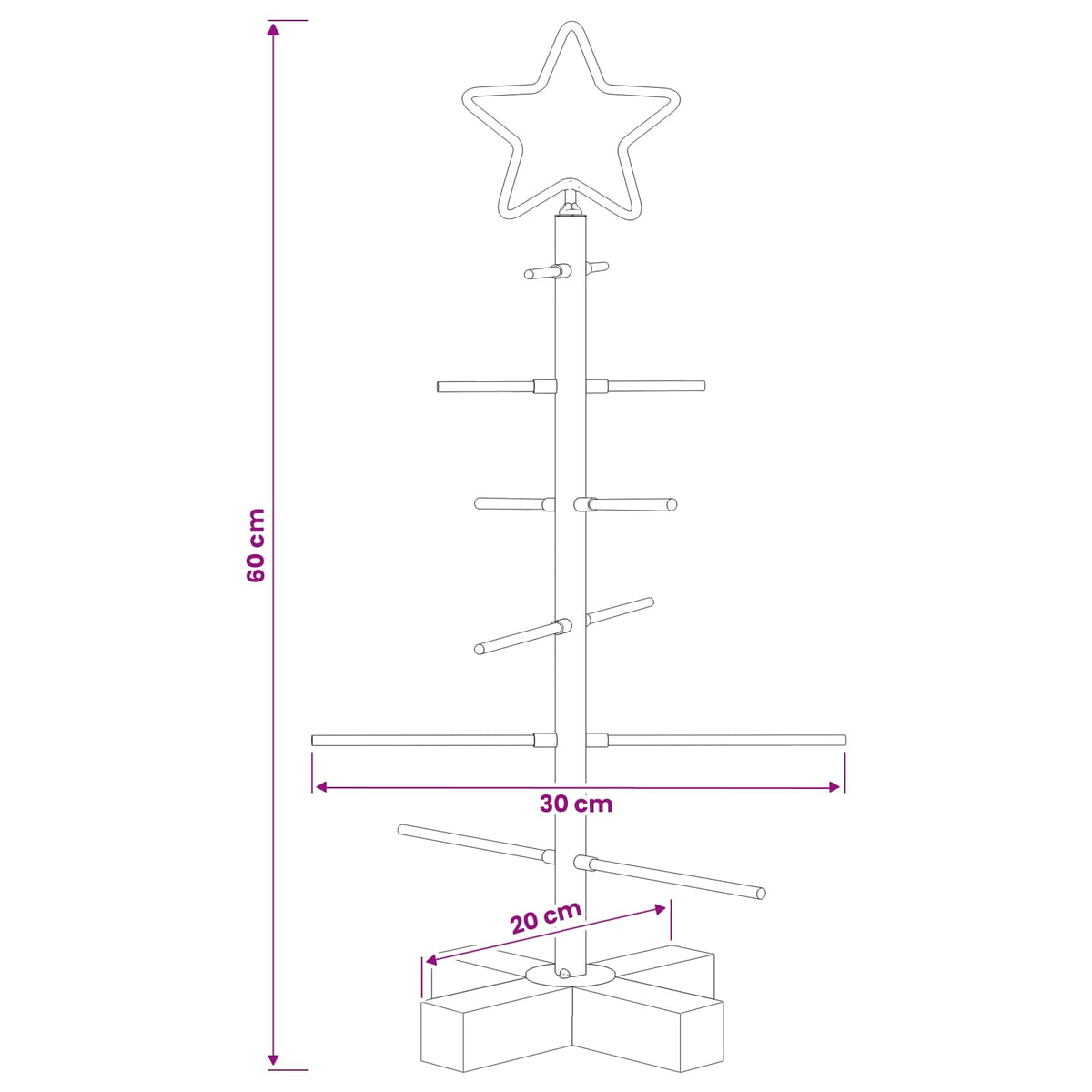 Albero di Natale in metallo con supporto KUOPIO 60 cm Acciaio