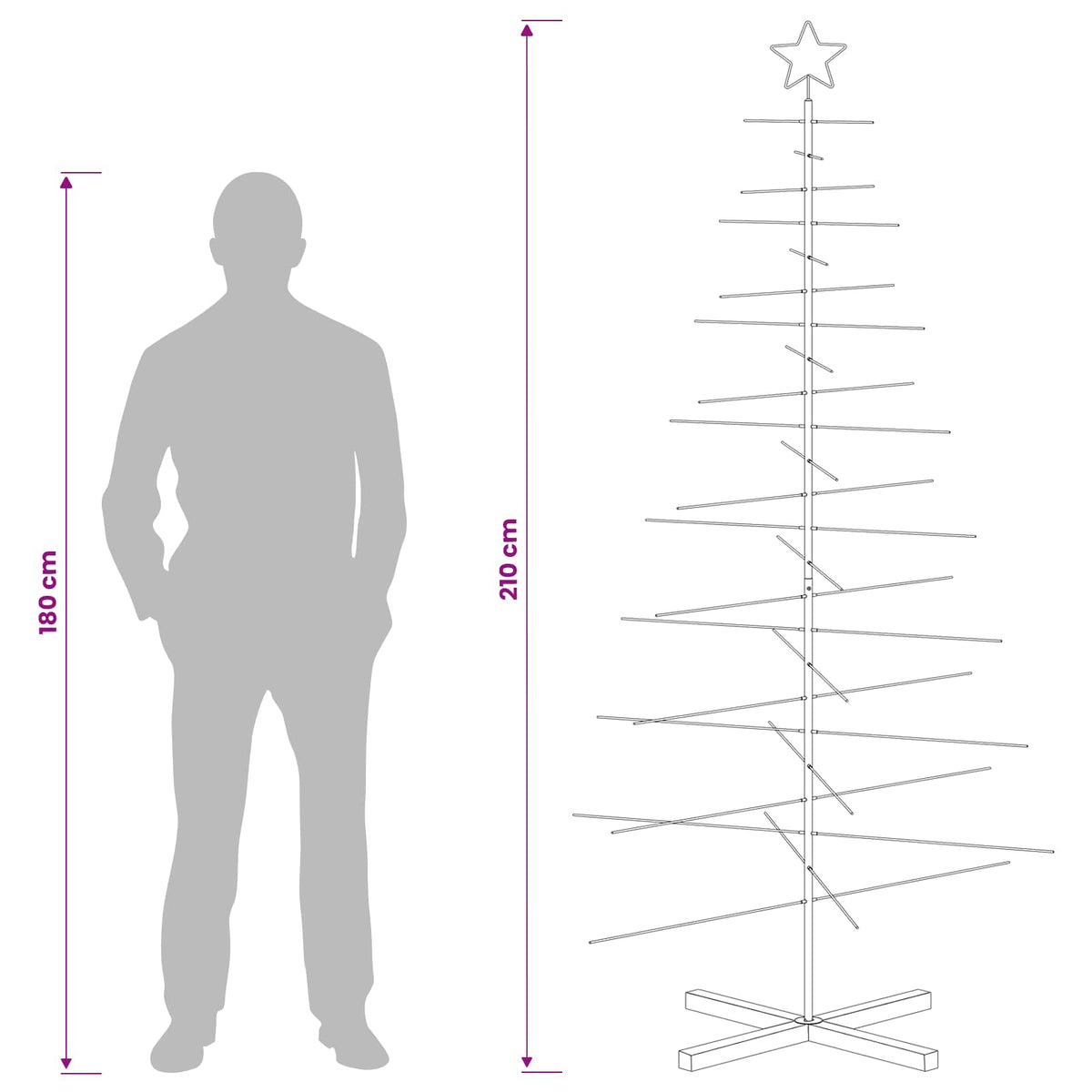 Albero di Natale in metallo con supporto KUOPIO 210 cm Acciaio | homemem39