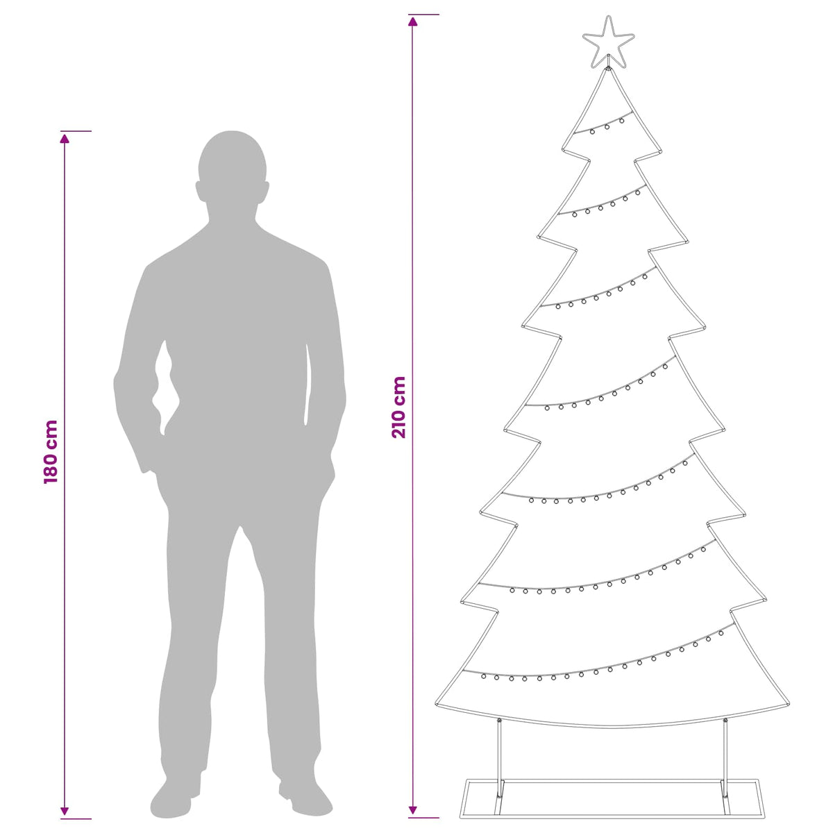Albero di Natale in metallo con supporto KUOPIO 210 cm Acciaio | homemem39