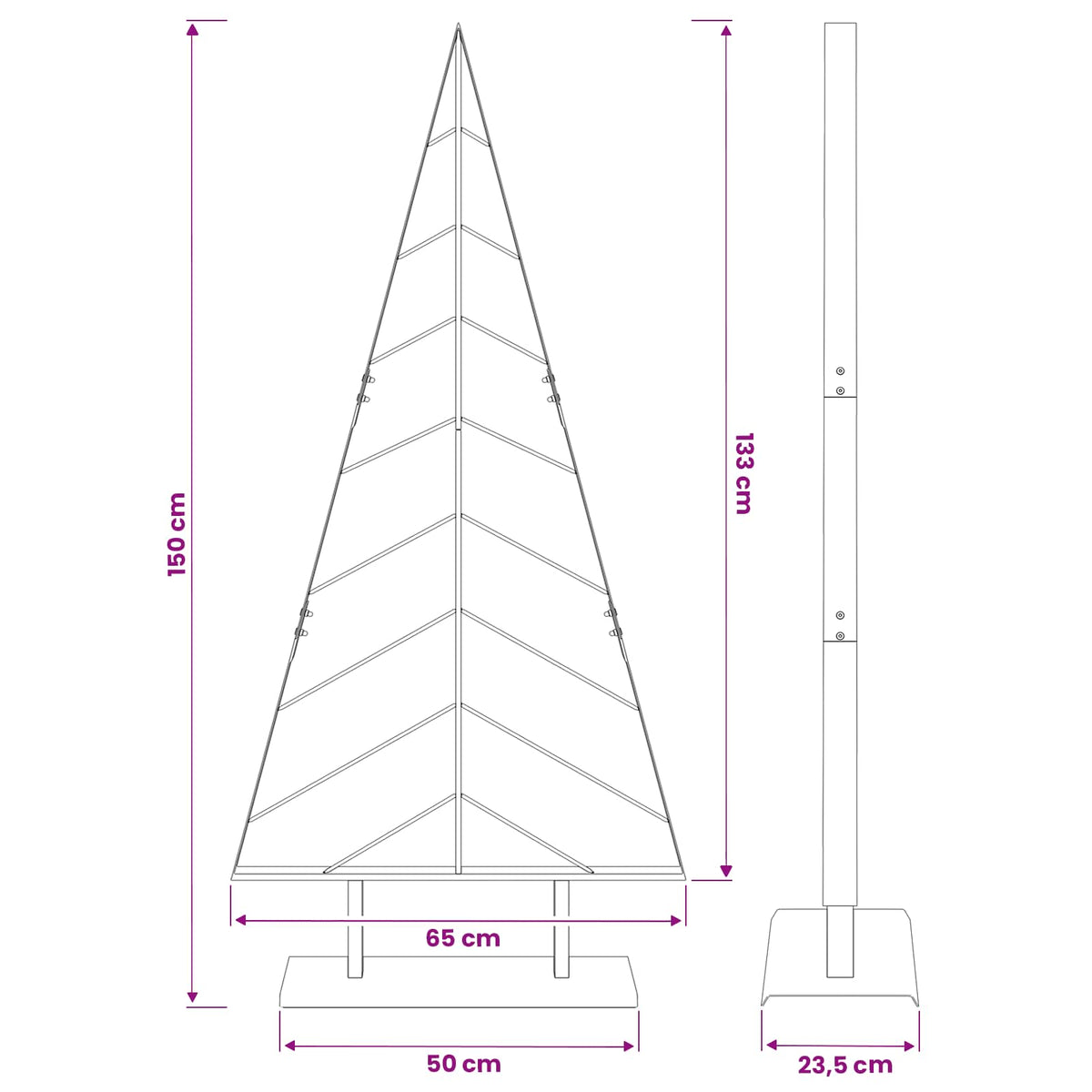 Albero di Natale in metallo con supporto KUOPIO 150 cm Acciaio | homemem39