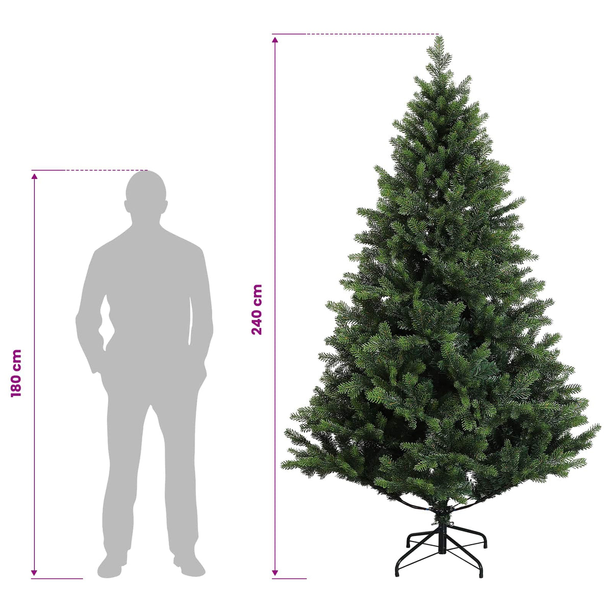 Albero di Natale Artificiale con Rami Pieghevoli 240 cm