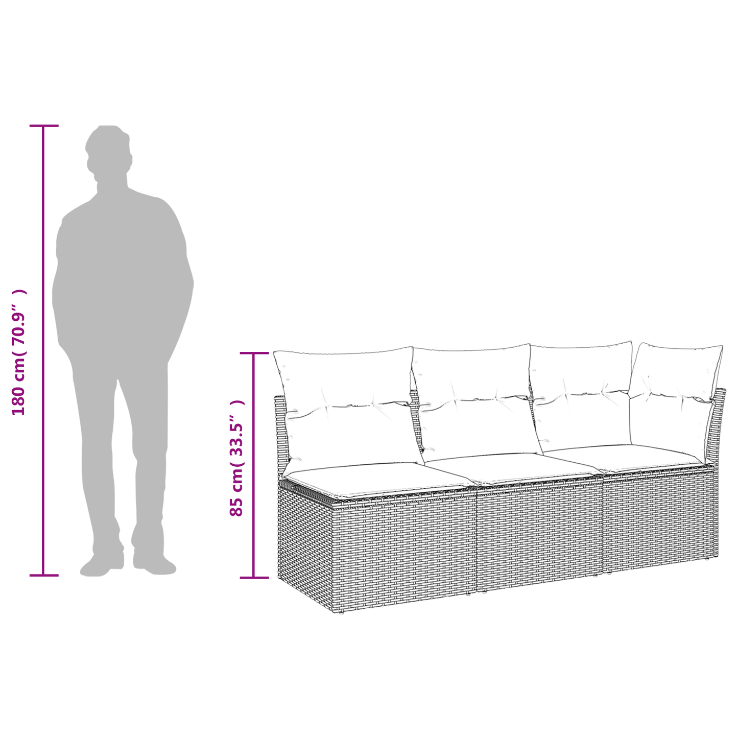 | Divano da giardino | Marrone 172 x 62 x 69 cm Poly Rattan | homemem39