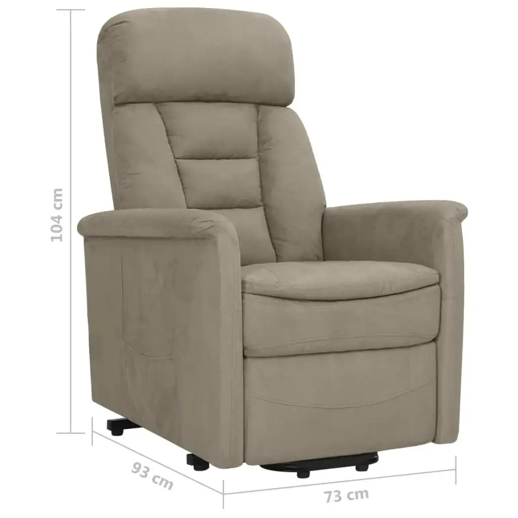 Poltrona Alzapersona Reclinabile Grigio Chiaro in Scamosciato - homemem39