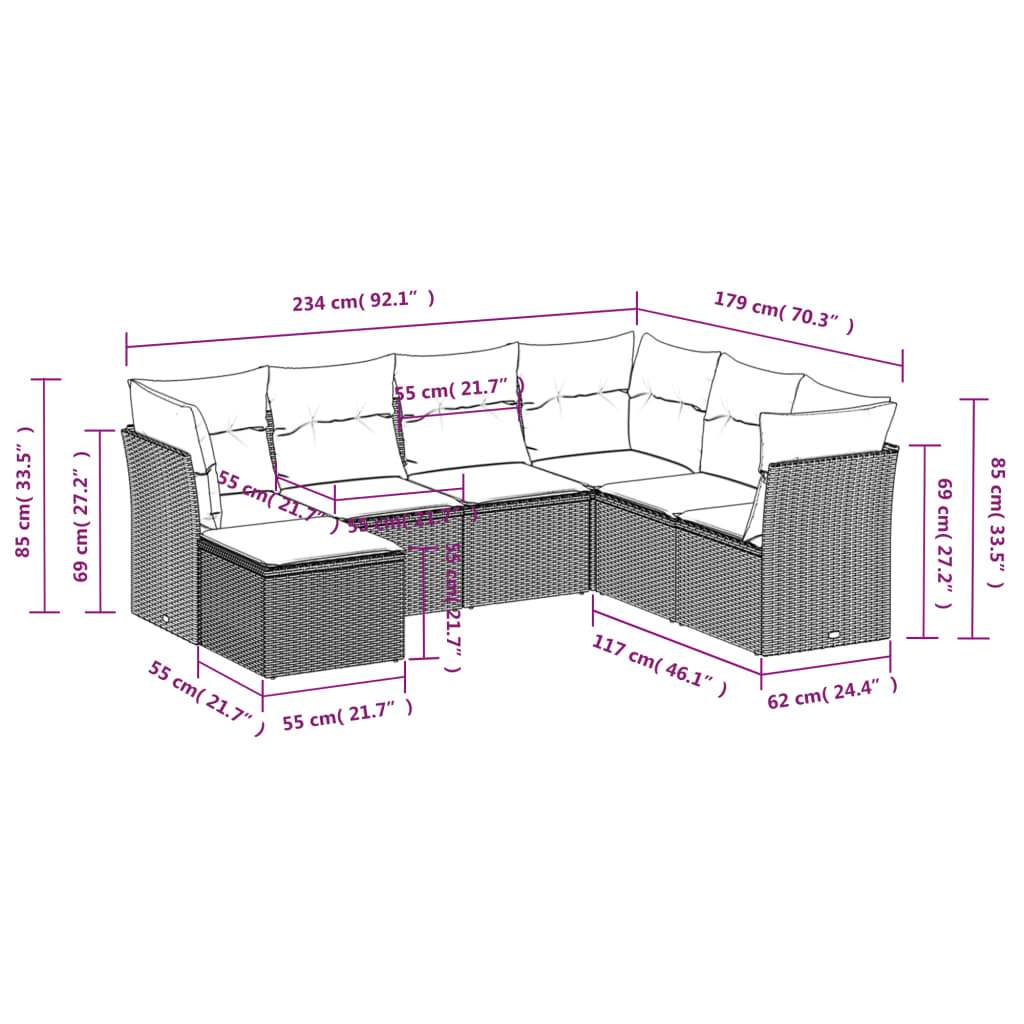 Set Divani da Giardino con Cuscini 7pz Nero Polyrattan - homemem39