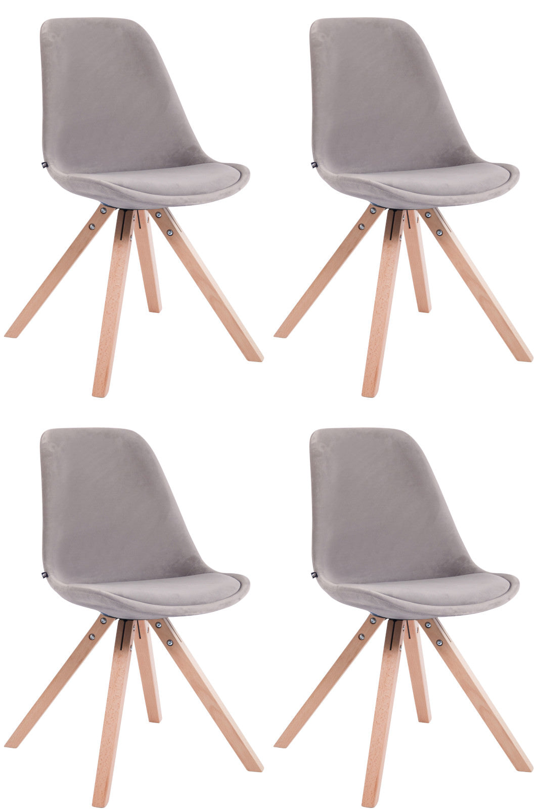 4er Set Stühle Toulouse Samt Square - homemem39