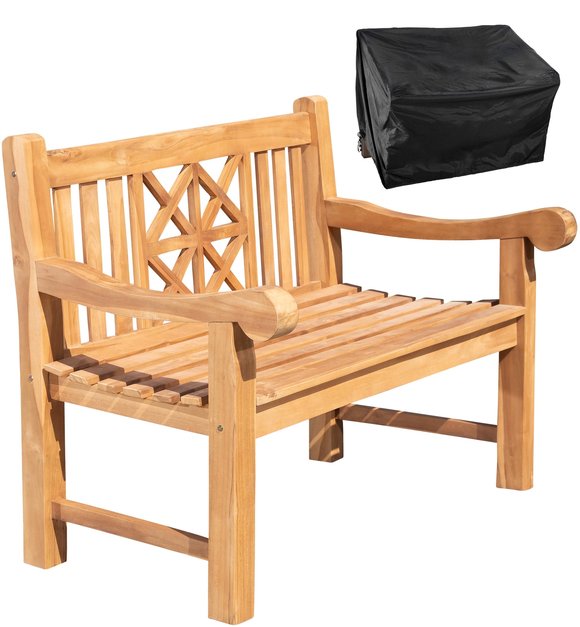 Teakbank 120 cm mit Abdeckhaube - homemem39