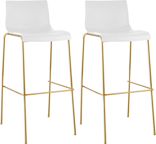 2er Set Barhocker Hover Kunststoff Vierfußgestell Gold - homemem39