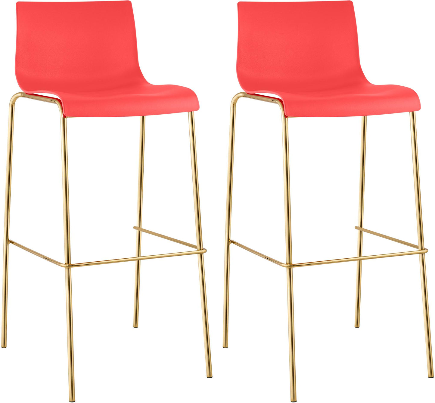 2er Set Barhocker Hover Kunststoff Vierfußgestell Gold