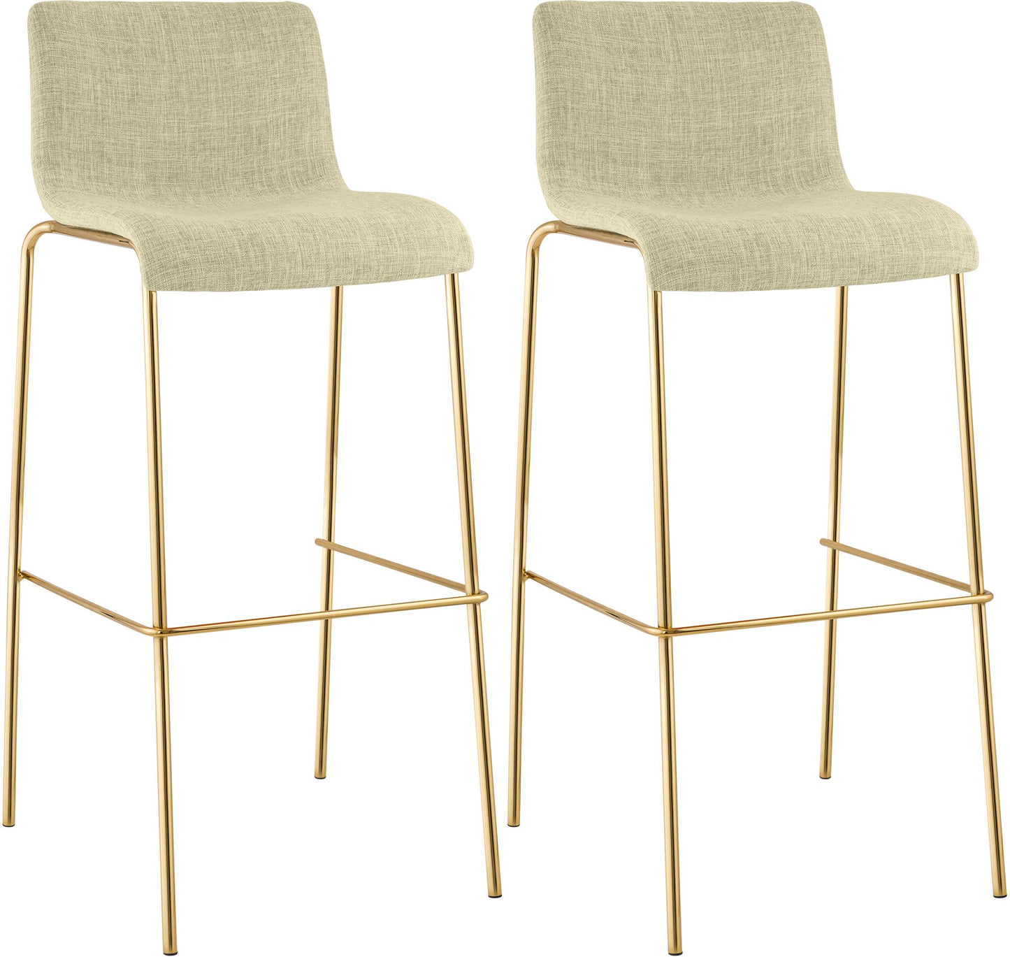 2er Set Barhocker Hover Stoff Vierfußgestell Gold