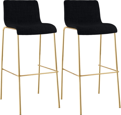 2er Set Barhocker Hover Stoff Vierfußgestell Gold