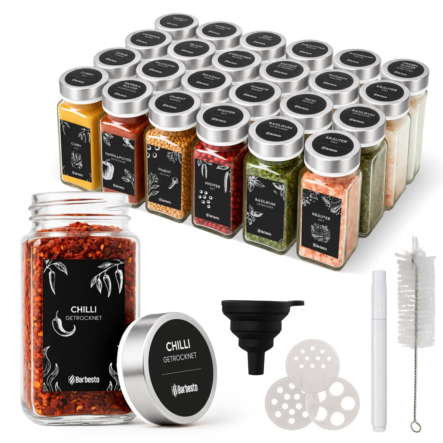 24er Set Gewürzgläser eckig | homemem39
