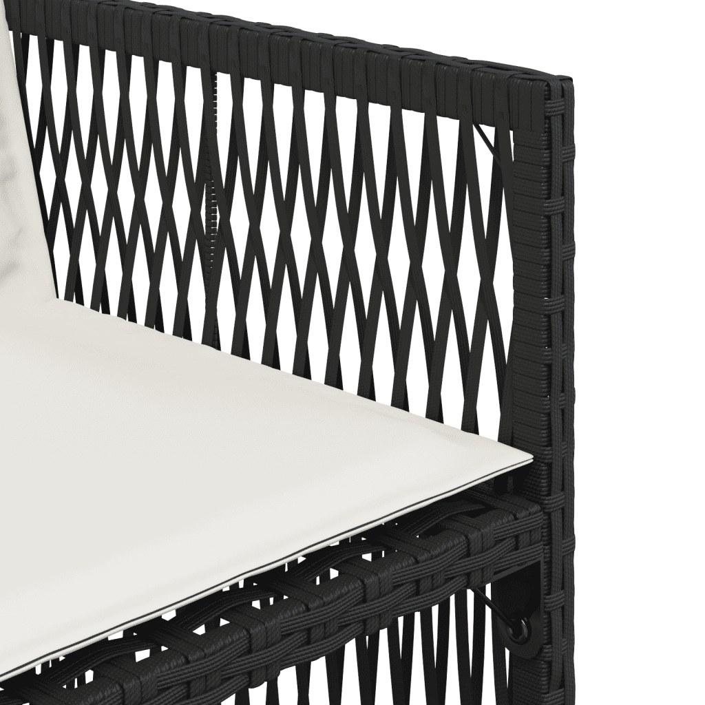 Set da Pranzo da Giardino 11 pz con Cuscini in Polyrattan Nero
