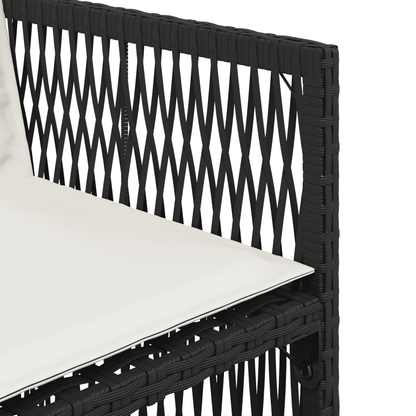 Set da Pranzo da Giardino 11 pz con Cuscini in Polyrattan Nero