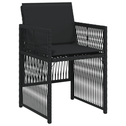 Set da Pranzo da Giardino 13pz con Cuscini Nero in Polyrattan