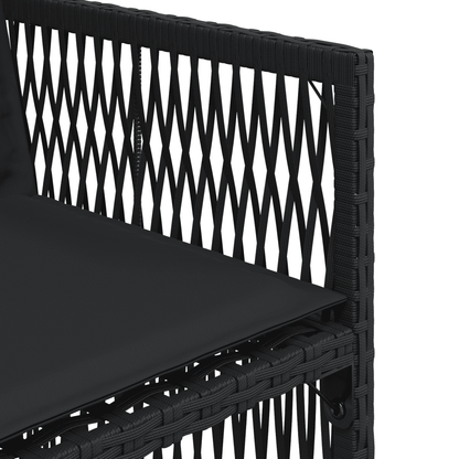 Set da Pranzo da Giardino 15 pz con Cuscini Nero in Polyrattan