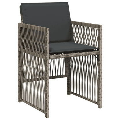 Set da Pranzo da Giardino 13pz con Cuscini Grigio in Polyrattan