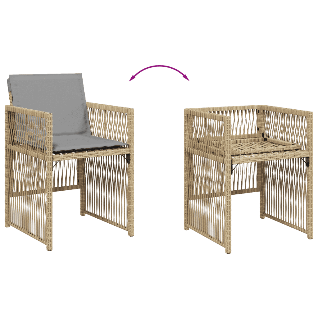 Set Pranzo da Giardino 13 pz con Cuscini Beige Misto Polyrattan