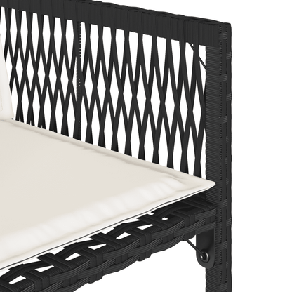 Set da Pranzo da Giardino 9 pz con Cuscini Nero in Polyrattan