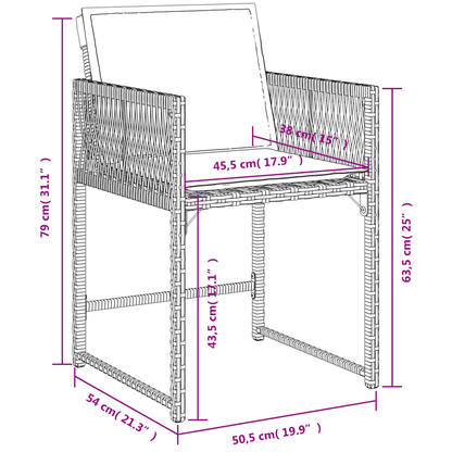 Set da Pranzo da Giardino 15 pz con Cuscini Marrone Polyrattan