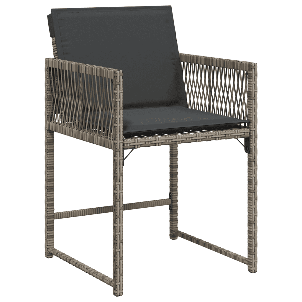 Set da Pranzo da Giardino 9 pz con Cuscini in Polyrattan Grigio