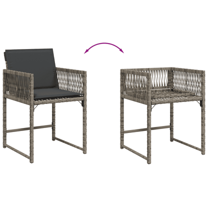 Set da Pranzo da Giardino 9 pz con Cuscini in Polyrattan Grigio