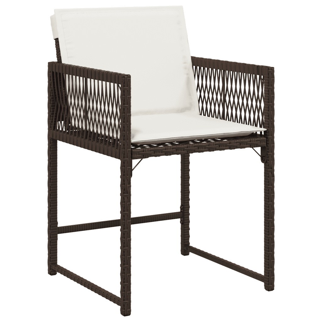 Set da Pranzo da Giardino 9pz con Cuscini Marrone in Polyrattan