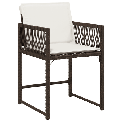 Set da Pranzo da Giardino 9pz con Cuscini Marrone in Polyrattan