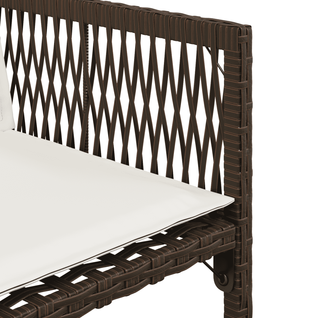 Set da Pranzo da Giardino 15 pz con Cuscini Marrone Polyrattan