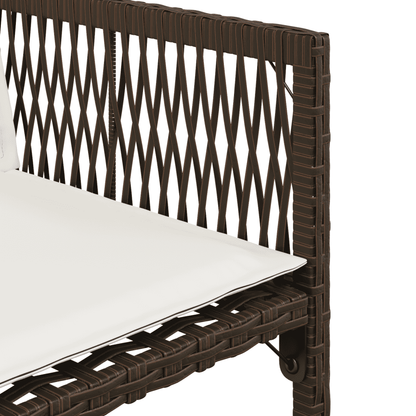 Set da Pranzo da Giardino 17 pz con Cuscini Marrone Polyrattan