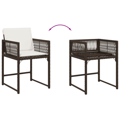 Set da Pranzo da Giardino 13pz con Cuscini Marrone Polyrattan