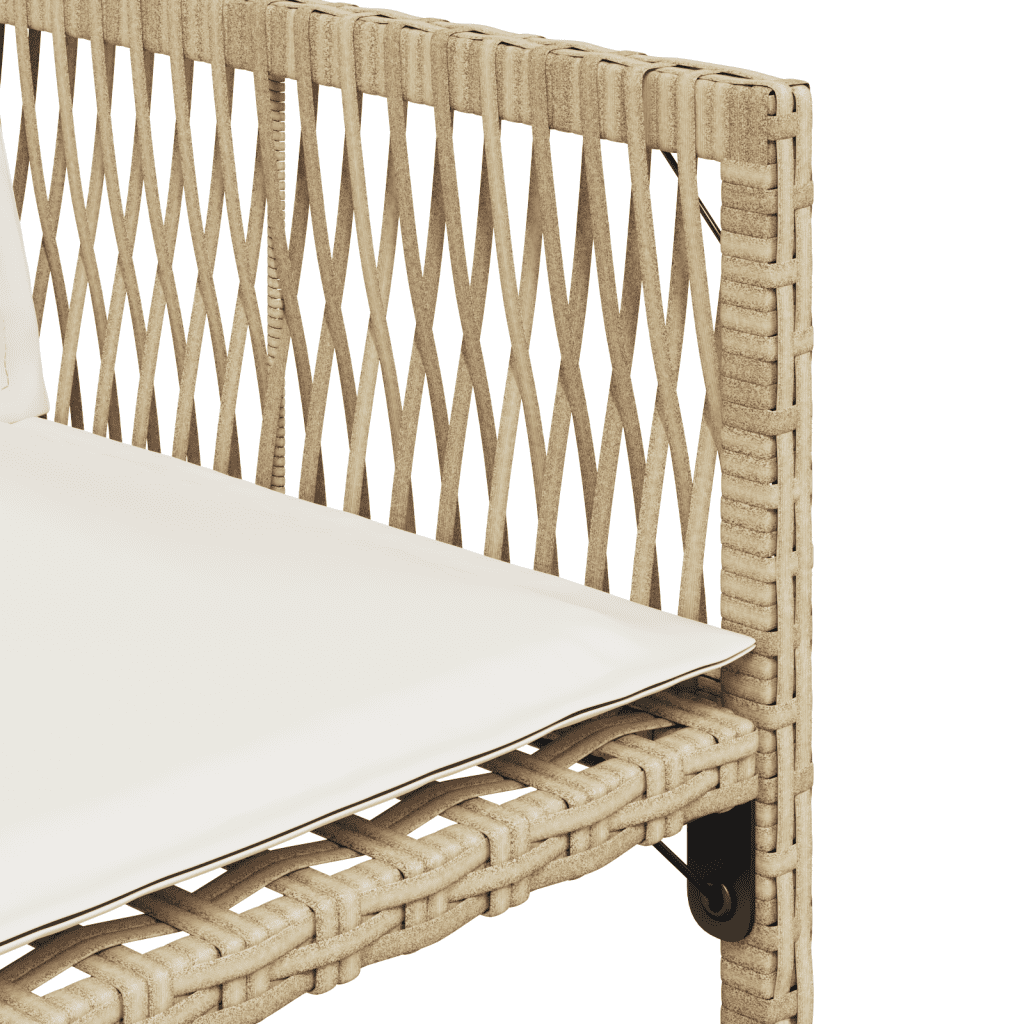 Set da Pranzo da Giardino 9 pz con Cuscini Beige in Polyrattan