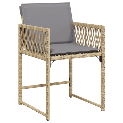 Set Pranzo da Giardino 17 pz con Cuscini Beige Misto Polyrattan