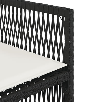 Set da Pranzo da Giardino 11 pz con Cuscini in Polyrattan Nero