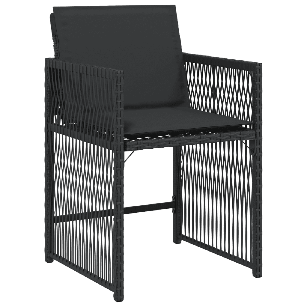 Set da Pranzo da Giardino 5 pz Nero con Cuscini in Polyrattan