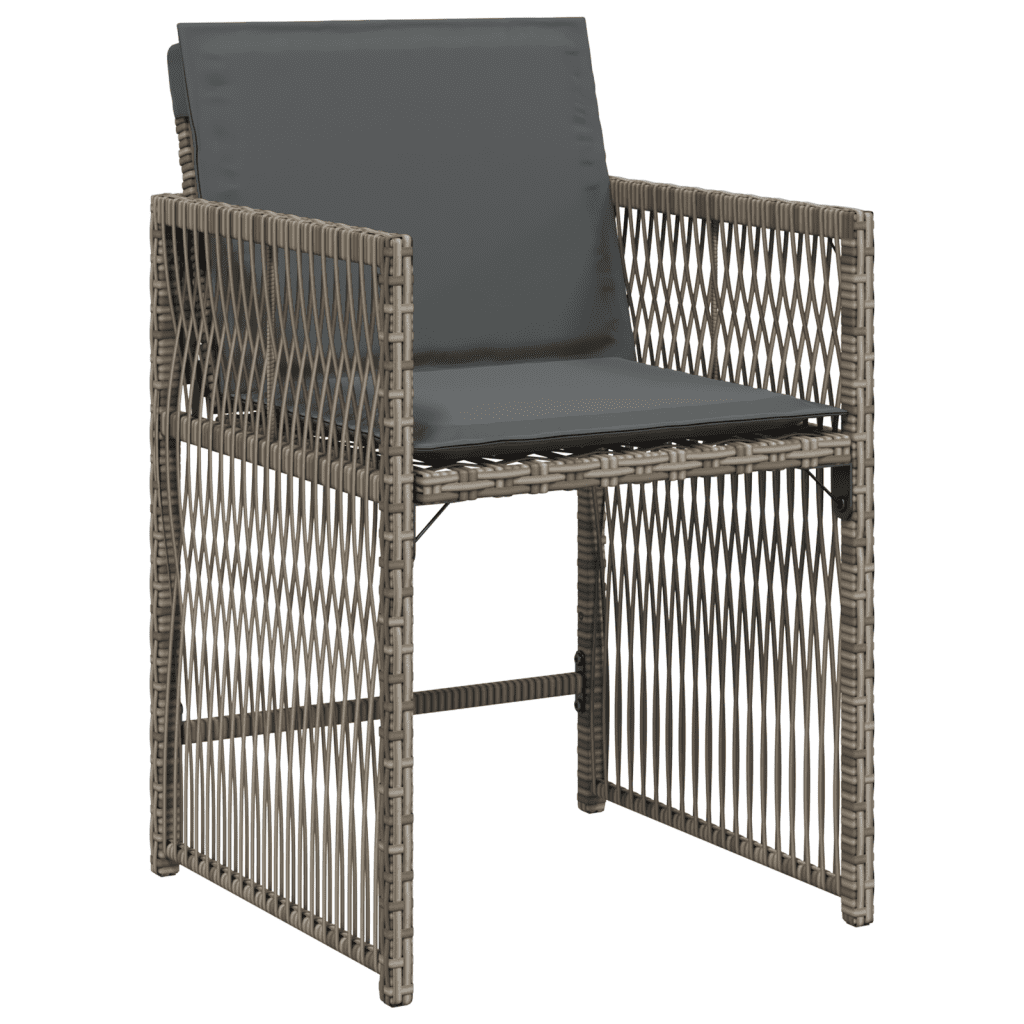 Set da Pranzo da Giardino 11pz con Cuscini in Polyrattan Grigio