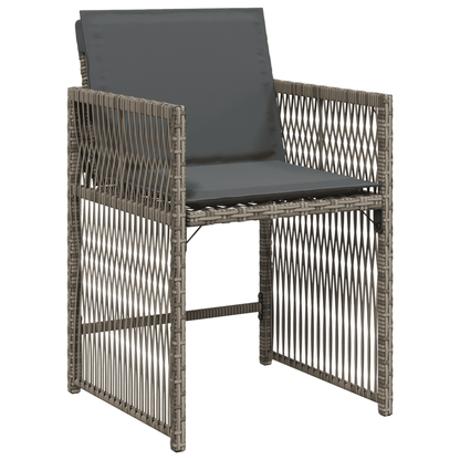 Set da Pranzo da Giardino 11pz con Cuscini in Polyrattan Grigio