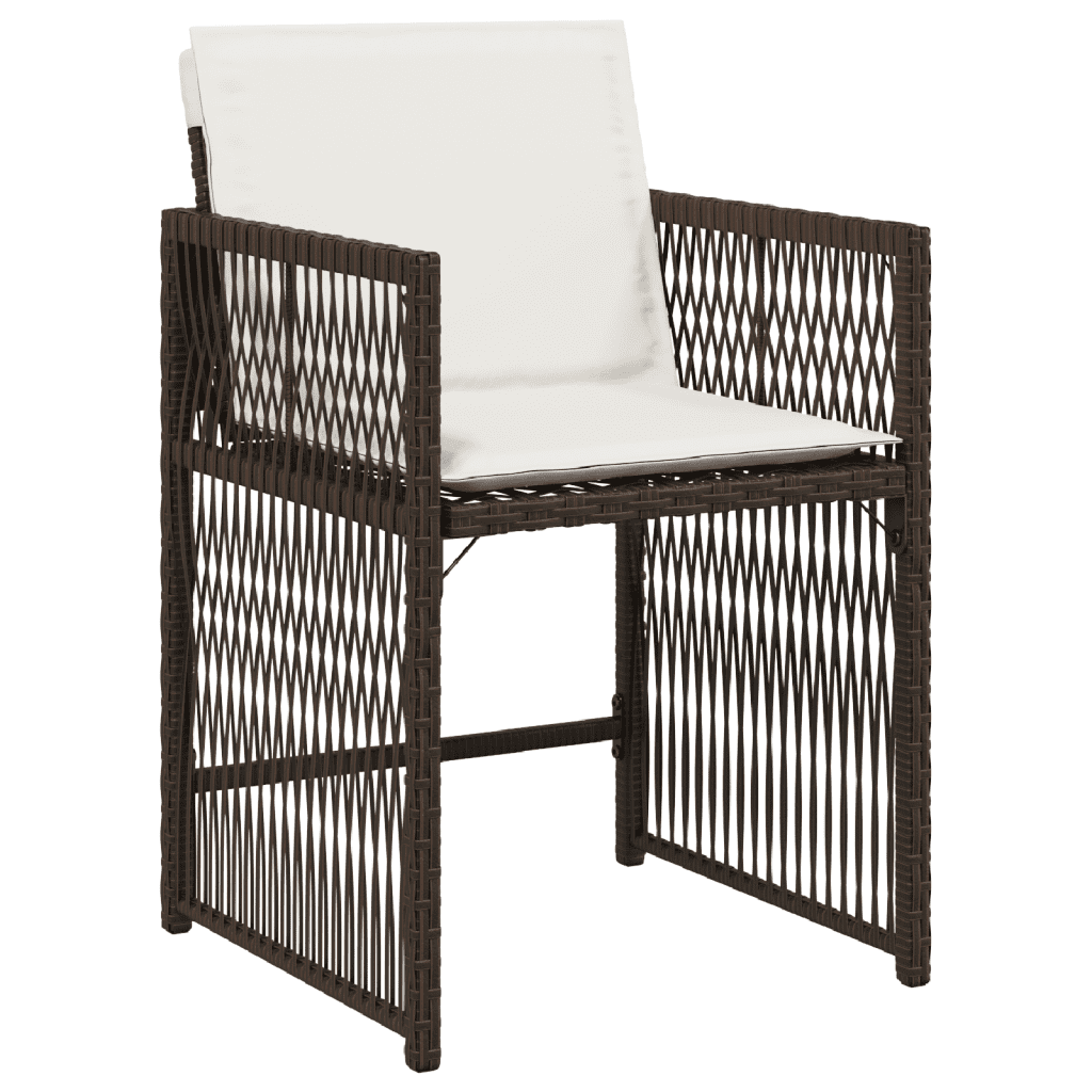 Set da Pranzo da Giardino 9pz con Cuscini Marrone in Polyrattan