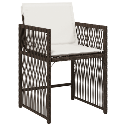 Set da Pranzo da Giardino 9pz con Cuscini Marrone in Polyrattan