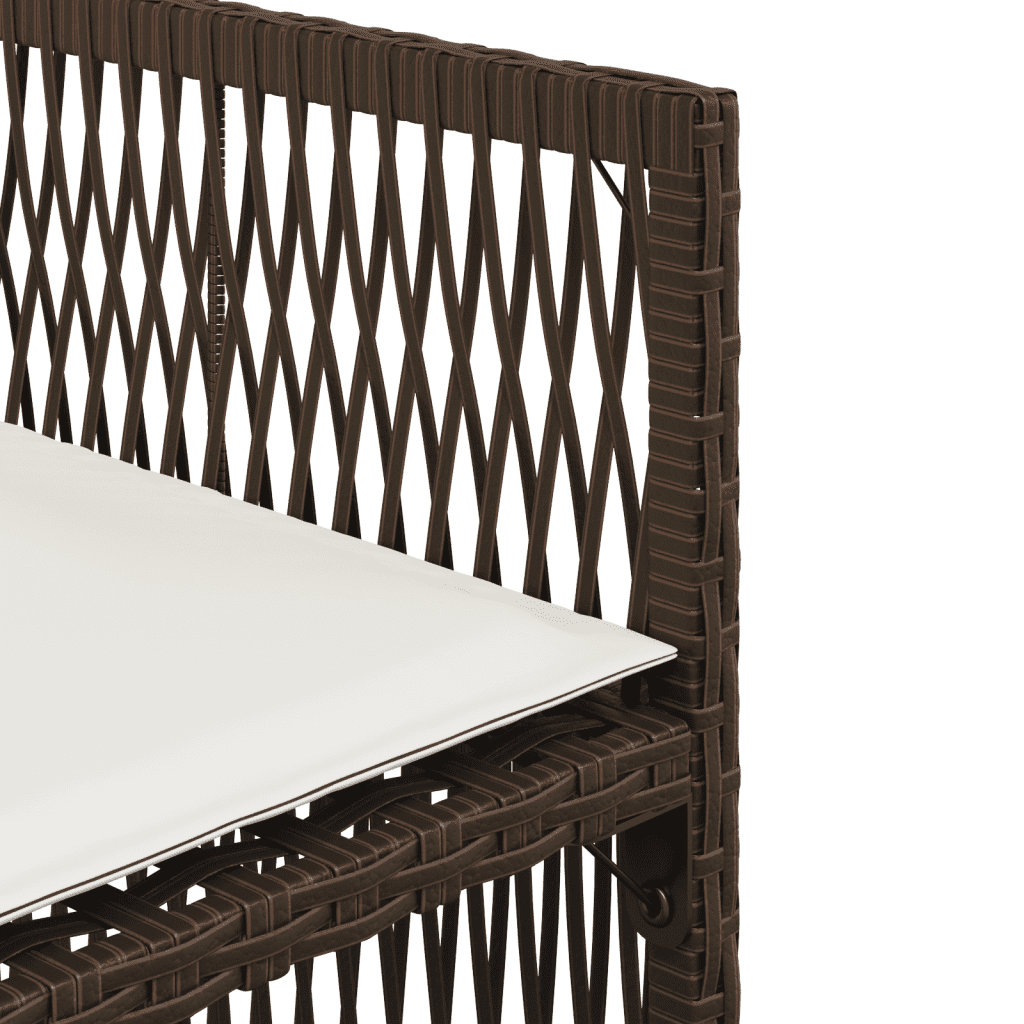 Set da Pranzo da Giardino 7pz con Cuscini in Polyrattan Marrone