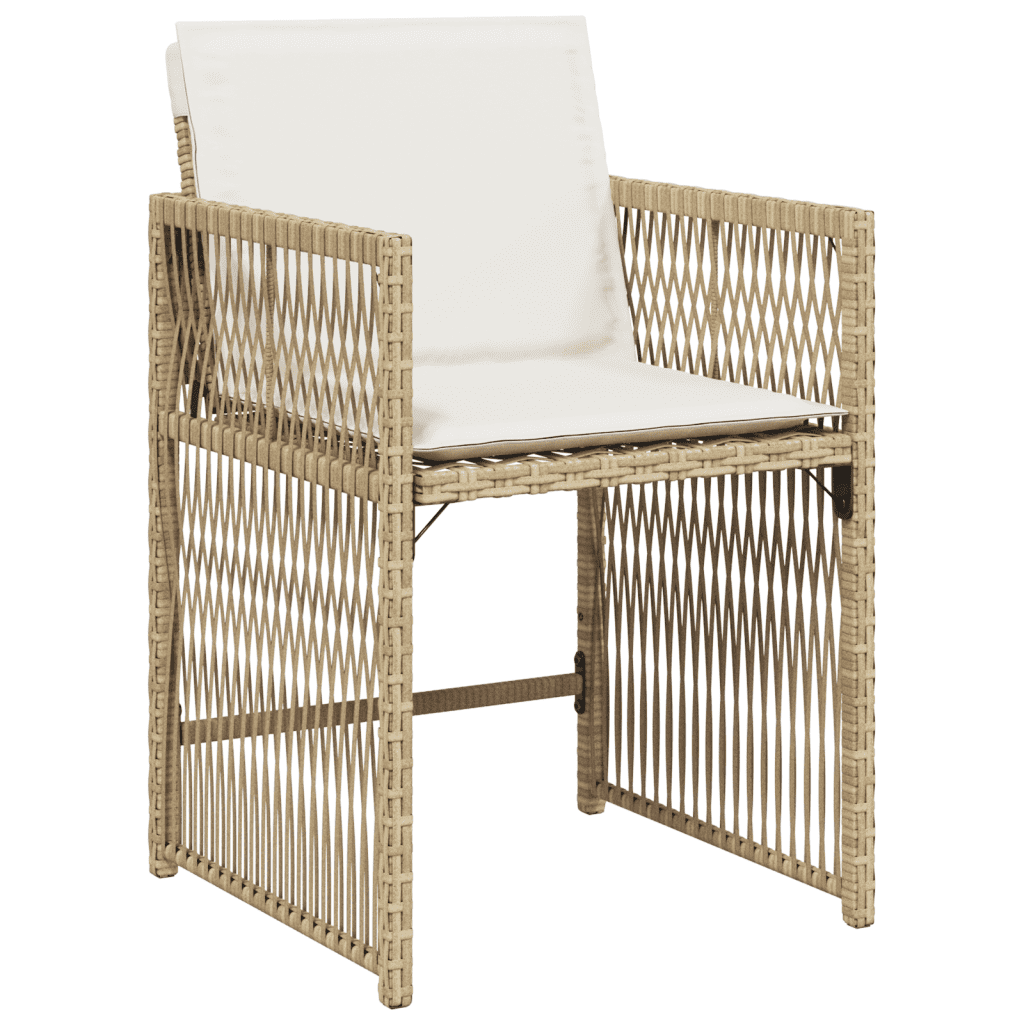 Set da Pranzo da Giardino 13 pz con Cuscini Beige in Polyrattan