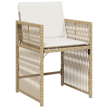 Set da Pranzo da Giardino 13 pz con Cuscini Beige in Polyrattan