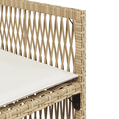 Set da Pranzo da Giardino 13 pz con Cuscini Beige in Polyrattan