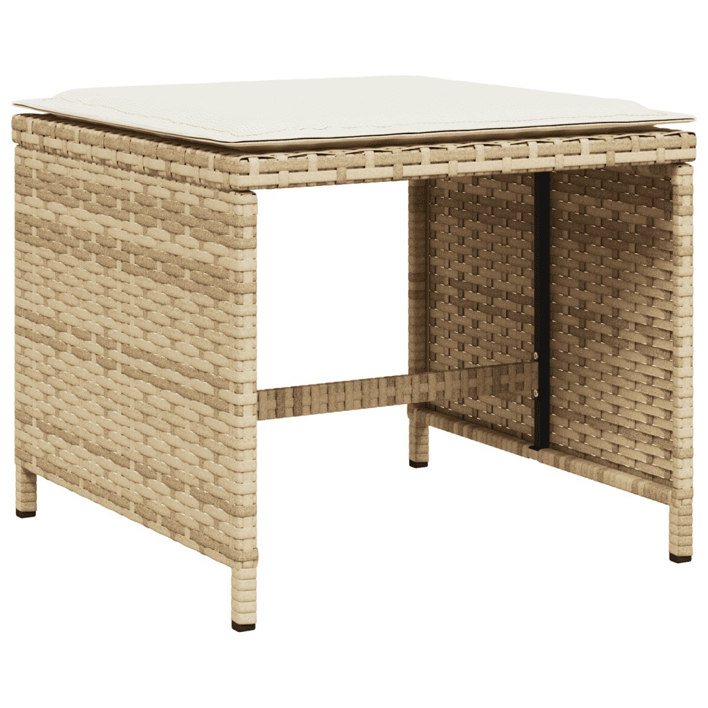 Set da Pranzo da Giardino 11 pz con Cuscini Beige in Polyrattan