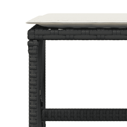 Set da Pranzo da Giardino 9 pz con Cuscini Nero in Polyrattan