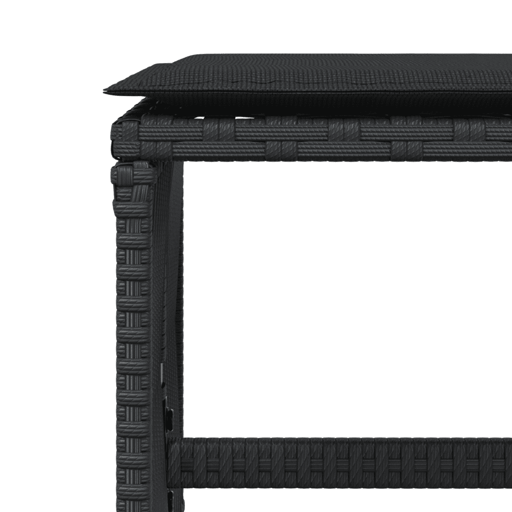 Set da Pranzo da Giardino 15 pz con Cuscini Nero in Polyrattan