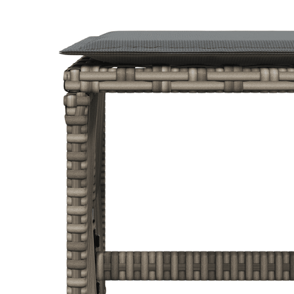 Set da Pranzo da Giardino 11pz con Cuscini in Polyrattan Grigio