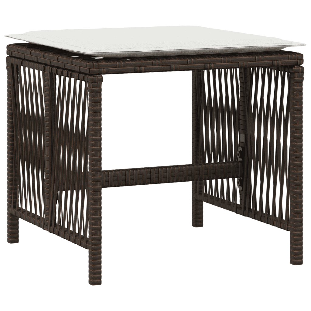 Set da Pranzo da Giardino 17 pz con Cuscini Marrone Polyrattan