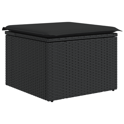 Set Divani da Giardino 3 pz con Cuscini in Polyrattan Nero