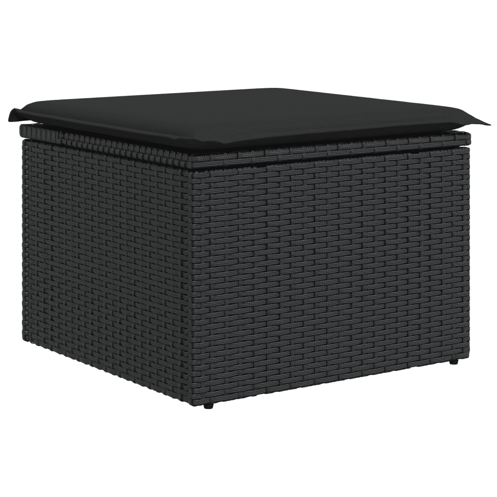 Set Divani da Giardino 4 pz con Cuscini Nero in Polyrattan