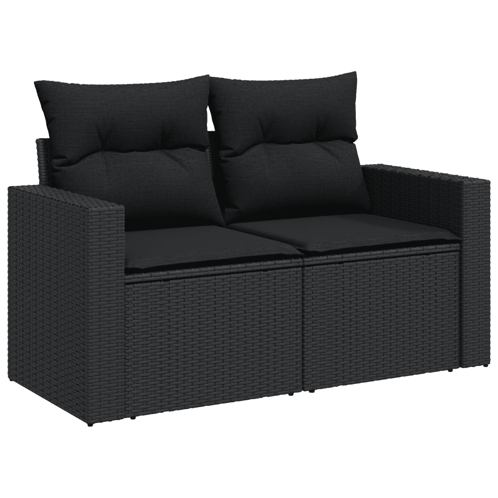 Set Divani da Giardino 9 pz con Cuscini Nero in Polyrattan | homemem39